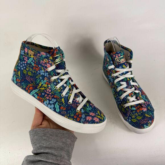 Keds x Rifle Paper Co. Kickstart Sneakers Women's 6 Blue Floral Athletic Shoes - Picture 1 of 10